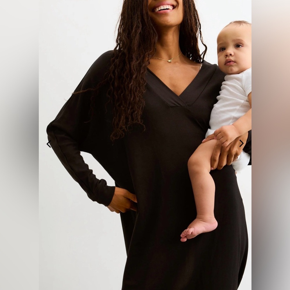 Hatch Black V-Neck Maternity/Nursing Dress